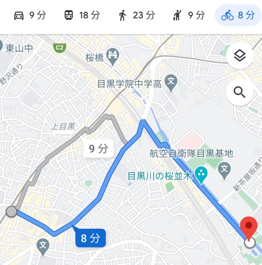 googleマップ 移動手段 自転車